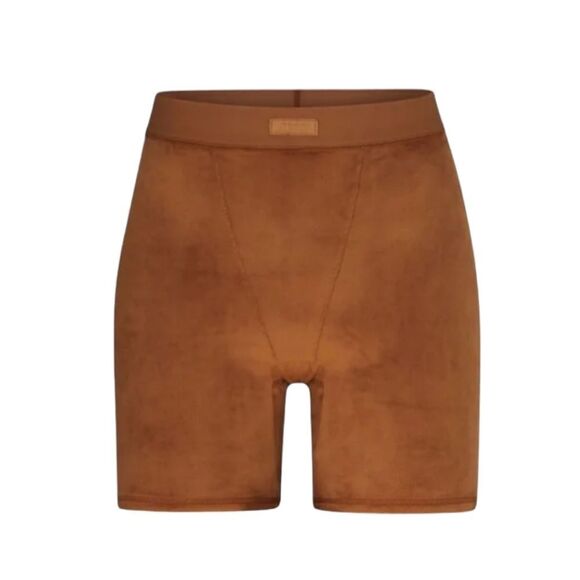 Skims NWT High Rise Stretch Velour Boxer Bike Shorts in Copper Sz 4XL - Picture 2 of 9